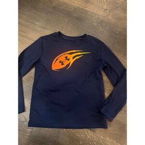 Under Armour Long Sleeve Football Graphic T Shirt Kids Size 6 Navy Blue